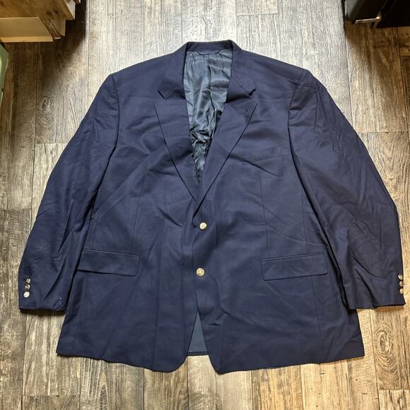 Burberry's Sport Coat Blazer Jacket Men’s 56 Long L Blue Executive Gold Buttons - Picture 1 of 7